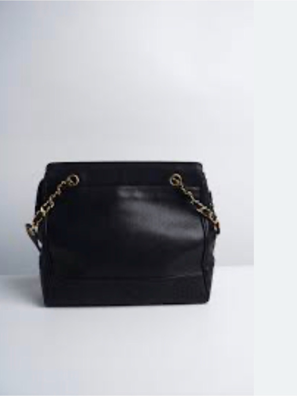 CHANEL Black Leather Tote with Gold Chain Straps